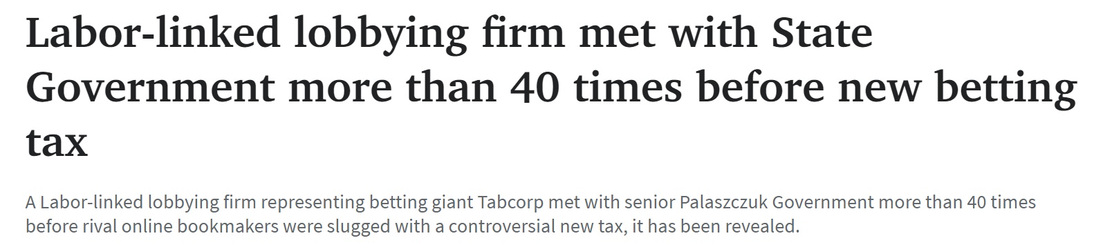 So If the Now Banned TAB Lobbyists Didn’t Meet With Government Ministers to Lobby For Reduced Tax For Their Client, What Exactly Did They Meet With Them For?