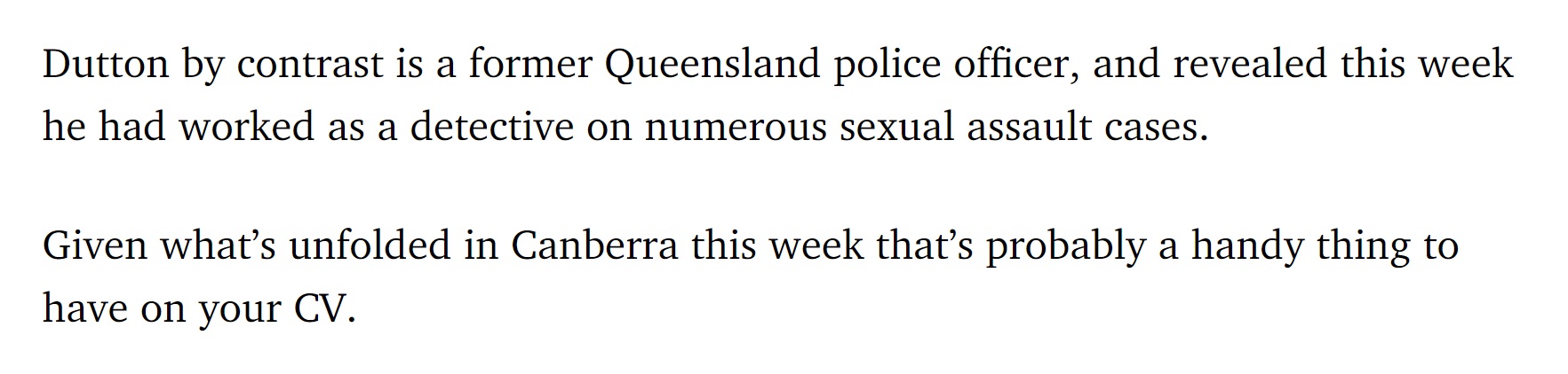 Or Not – A Wee Tip to the Labor Party About Peter Dutton’s Days as a Cop Investigating Sexual Assault