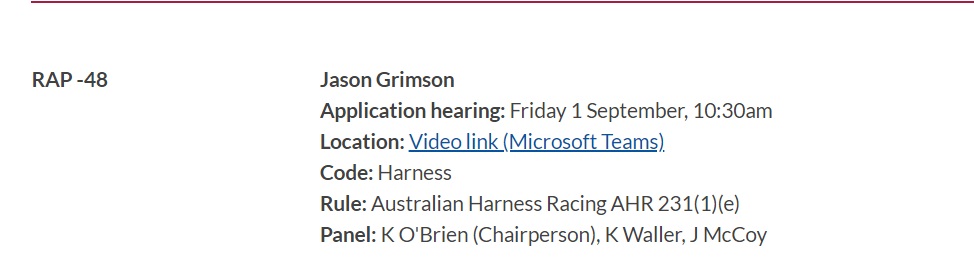 Jason Grimson Appeal Public Hearing Friday 1 September – Register Now to Watch