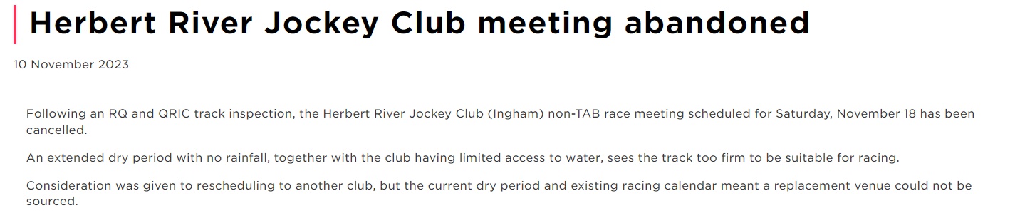 Another QLD Country Race Meeting Gets Called Off For Preventable Reasons