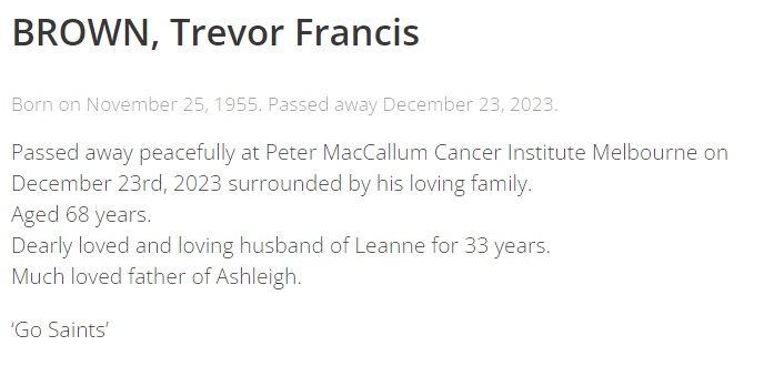 Vale Trevor Brown – A Great Trot Man and a Real Good Bloke