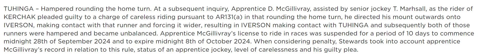 Another Day, Another Careless Riding Suspension – QRIC Should Ask Dan McGillivray to Show Cause Why His Apprenticeship Shouldn’t be Cancelled