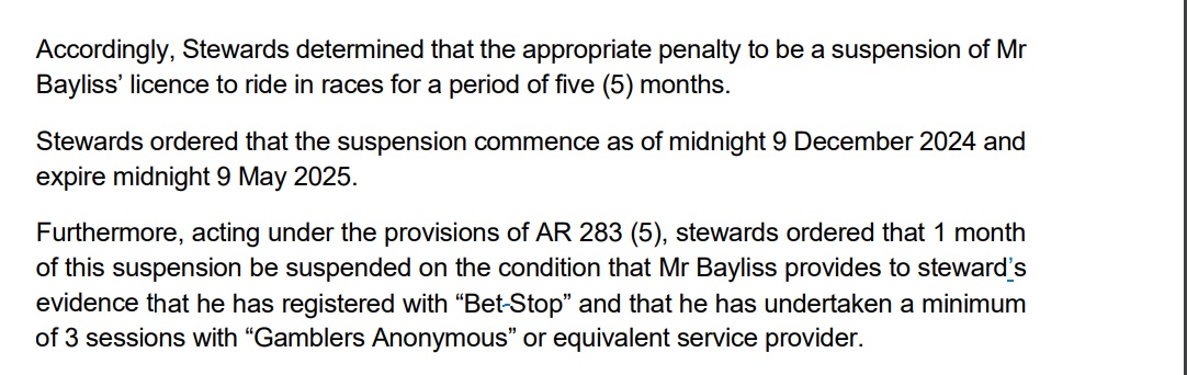 One Pint Sized Punter’s 4 Month Suspension is Another One’s 18 Month DQ