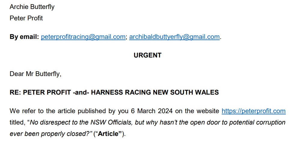 How Harness Racing NSW Do Swabs – In Their Lawyer’s Words