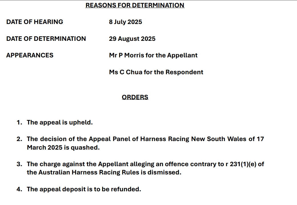 Ben Sarina Wins Appeal – Harness Racing NSW Now Has More Problems Than a Three-Legged Steeplechaser in a Grand National