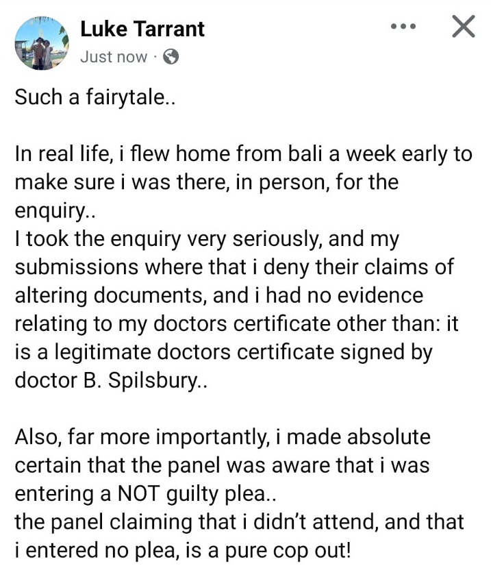 Luke Tarrant Calls the Stewards Liars – And Wishes Us a Spike in the Head