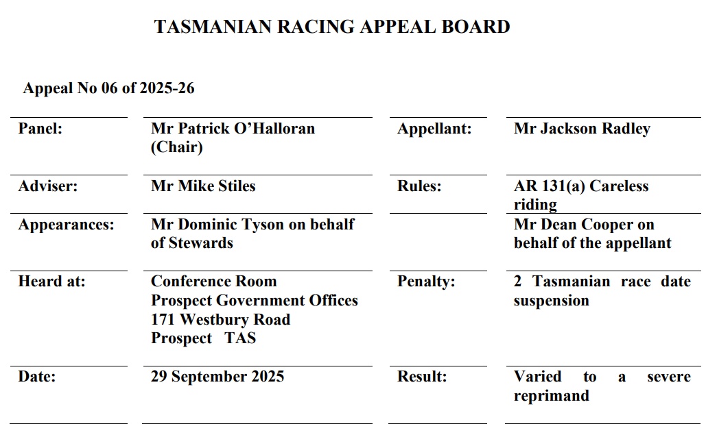 The Tassie Stewards Stuff Up Again