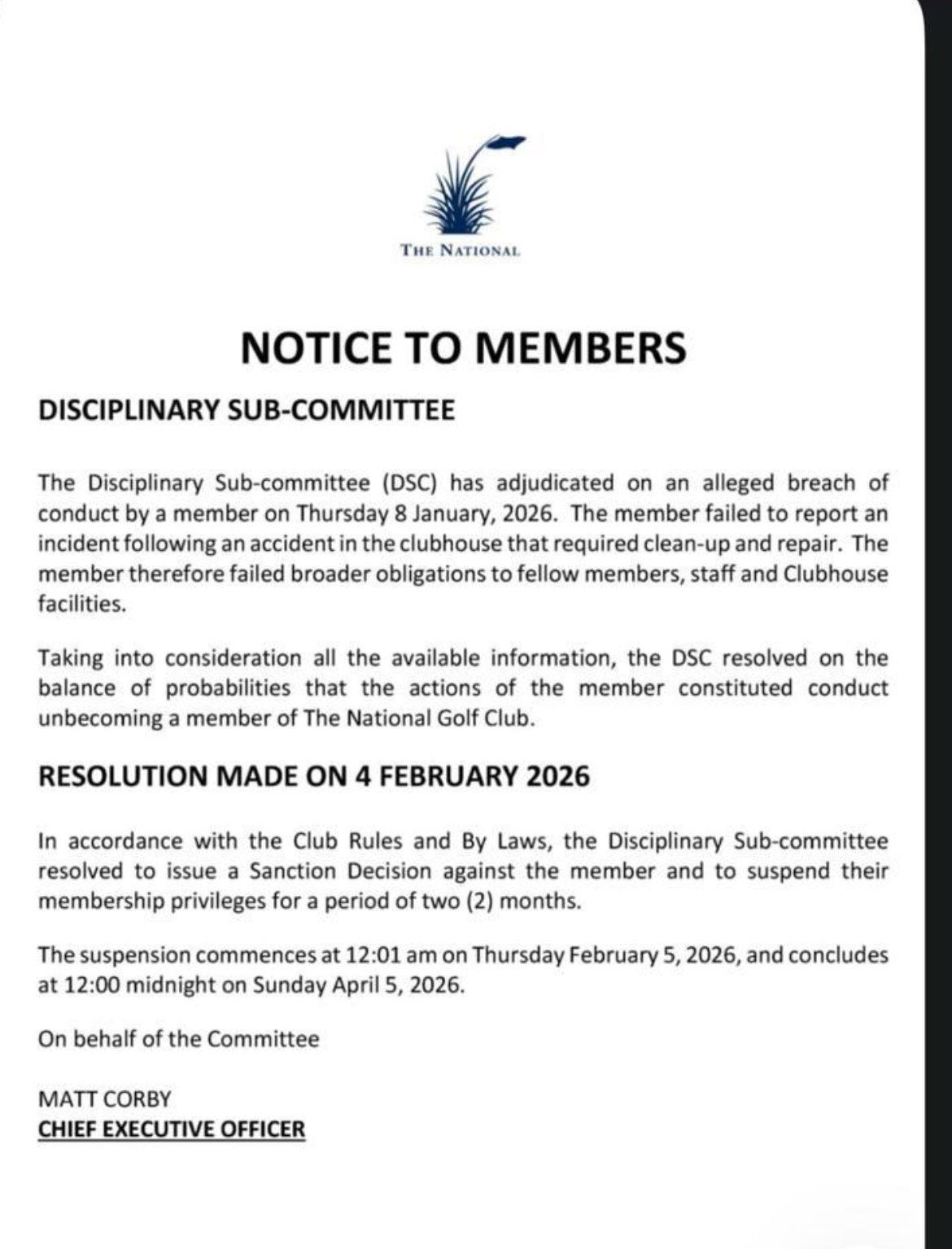 Sh*tting in Your Own Nest – The National Golf Club Incident