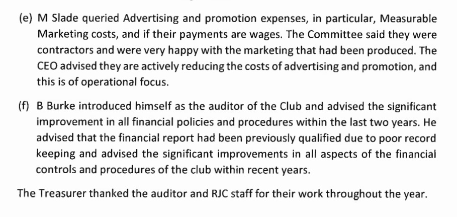 More On the Rocky Jockey Club Finances