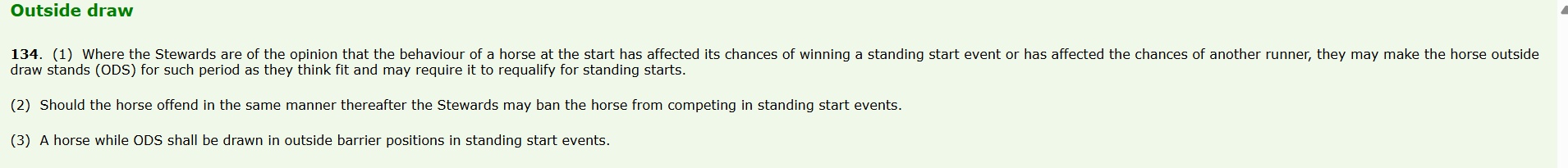 Aren’t You Supposed to Be Sent to the Outside of the Draw the Next Start After You Gallop?
